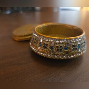 Elegant Gold and Blue Jewelry Box